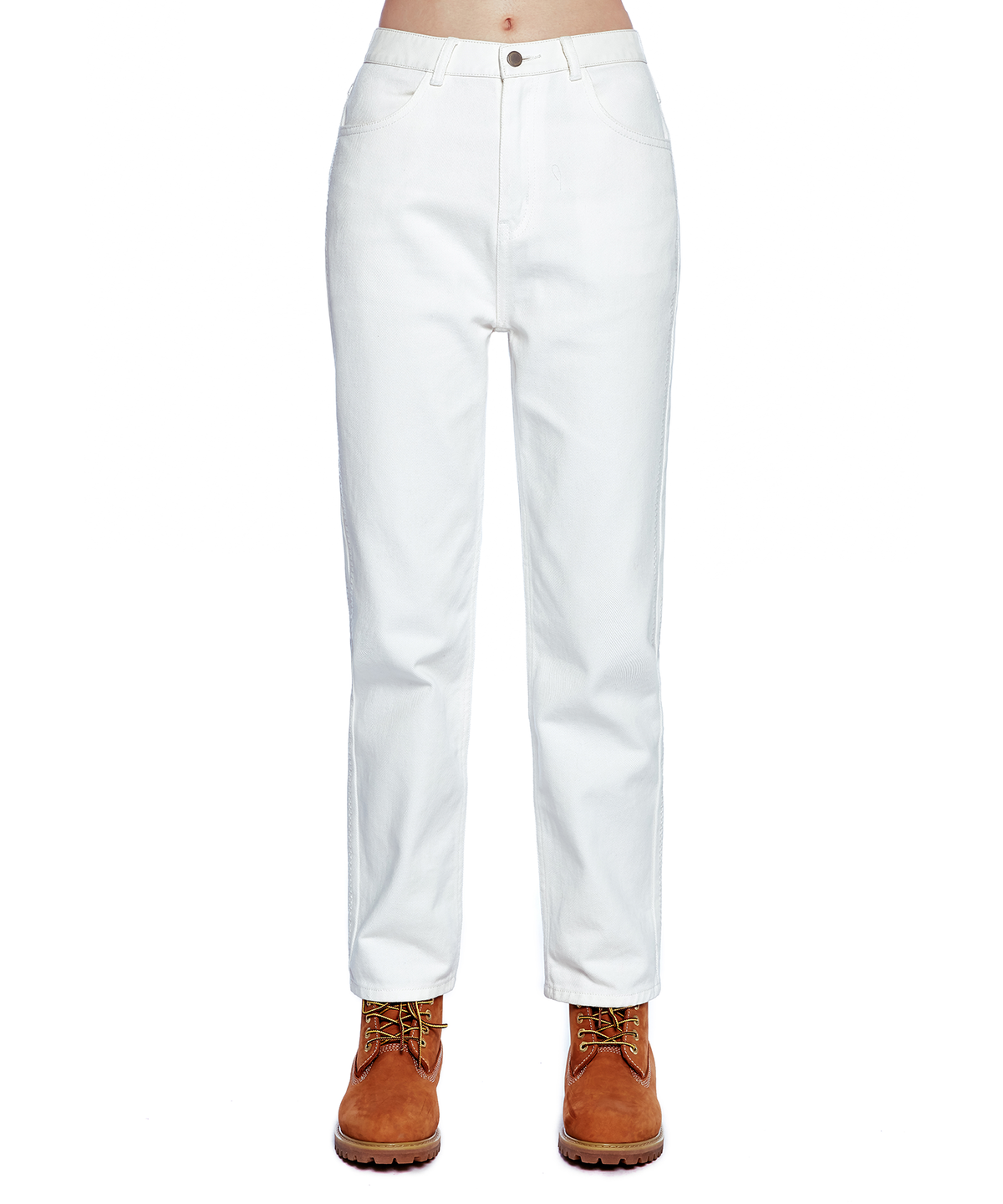 오아이오아이 컬렉션(OIOI COLLECTION) STITCH EMBROIDERY STRAIGHT FIT DENIM PANTS [WHITE]