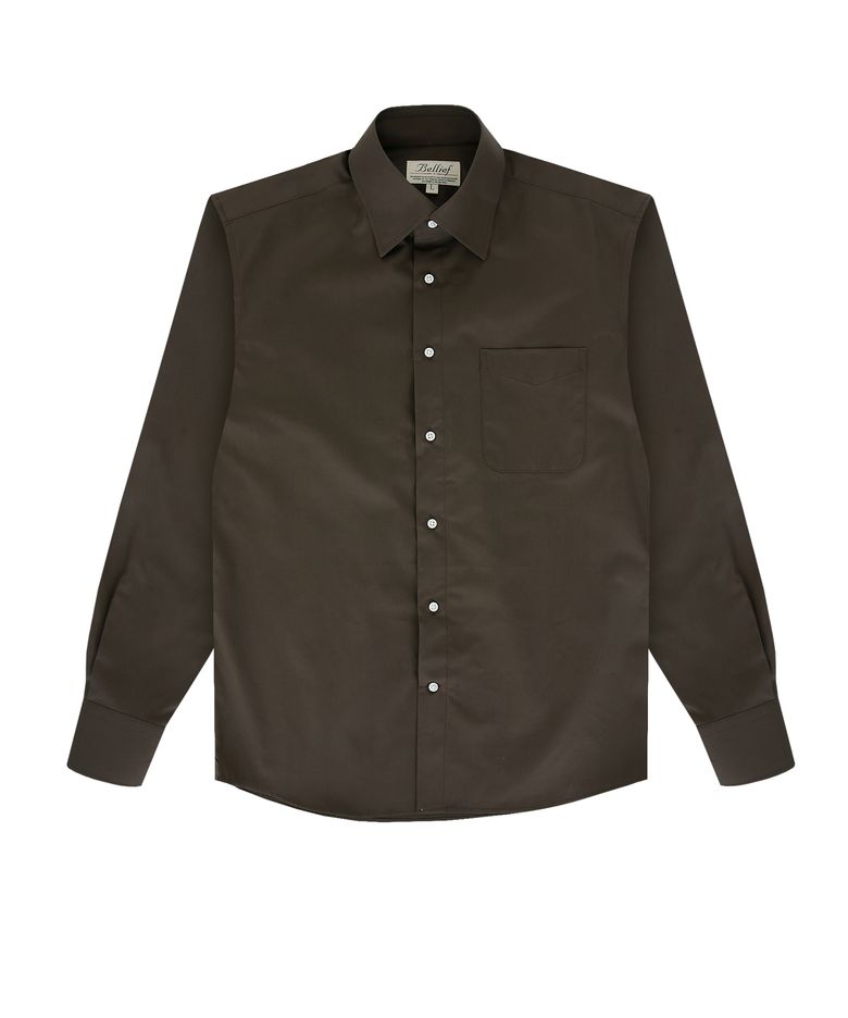 Essential Gaberdine cotton shirts (Dark Brown)