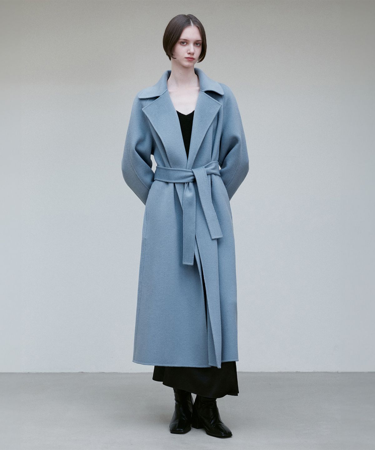 리이(RE RHEE) HANDMADE WOOL BELTED COAT CL