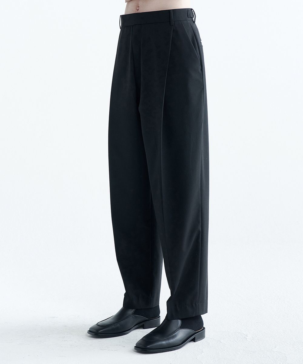 ☆関税込☆NOIRER★SUMMER WOOL ONE TUCK RELAX SLACKS★パンツ MUSINSA | NOIRER Summer Wool One-Tuck Wide Slacks (Black)