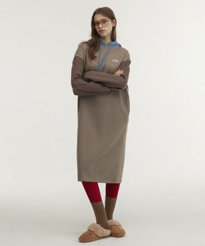 후드 롱저지 기모 원피스 [초콜렛]