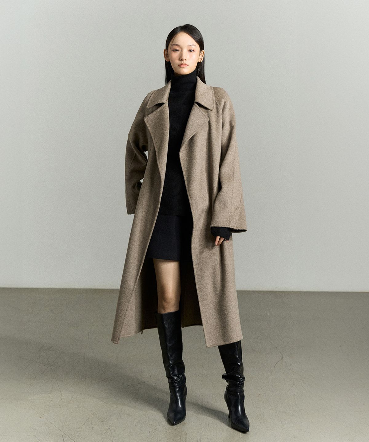 리이(RE RHEE) HANDMADE WOOL BELTED COAT MO