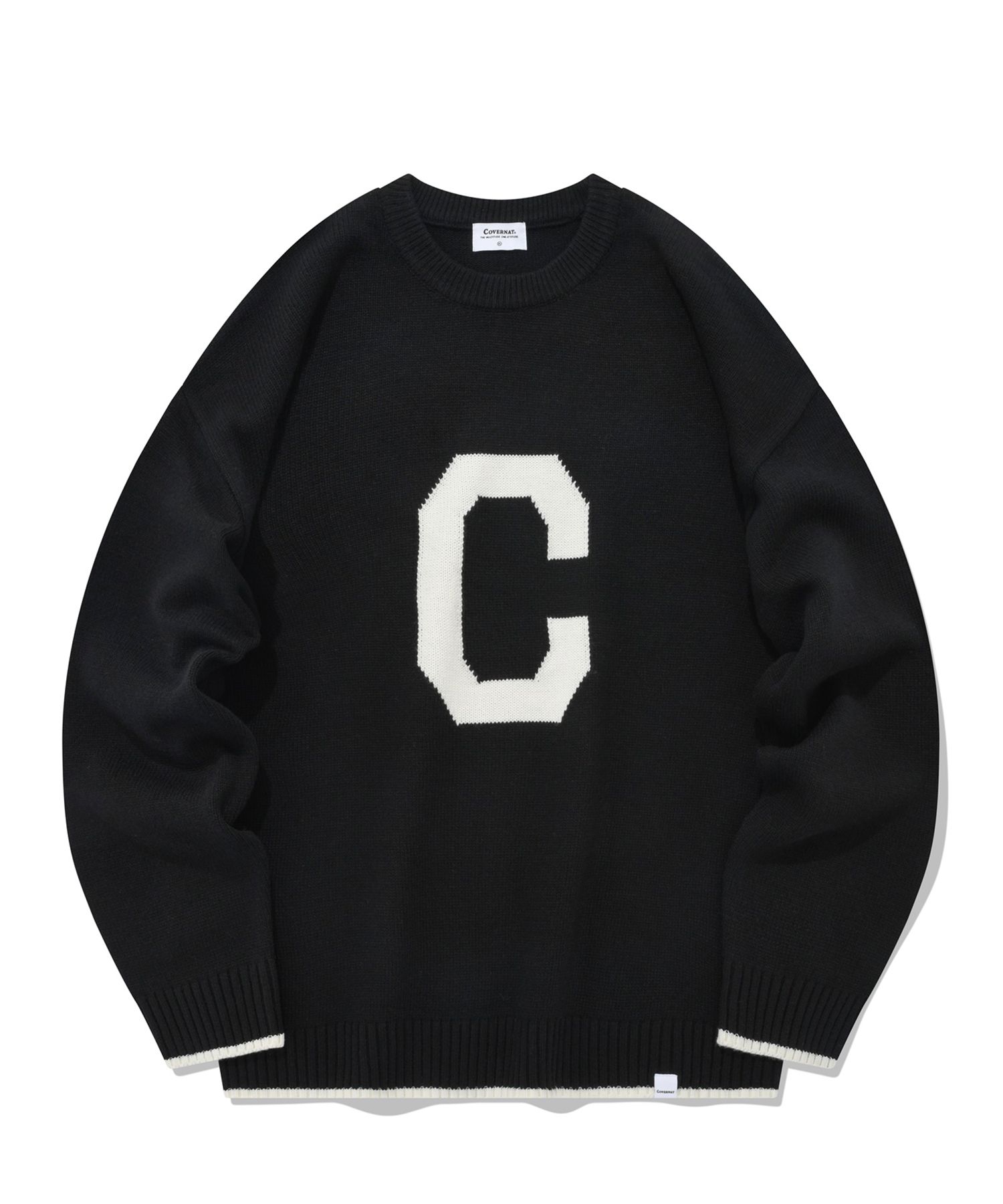[COVERNAT]★Lambswool C Logo Crew Neck Kni.t Covernat Unisex Lambs Wool C Logo Crew Neck Knit Blue
