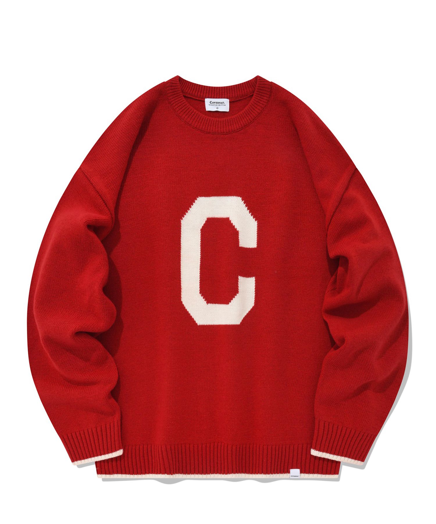 [COVERNAT]★Lambswool C Logo Crew Neck Kni.t Covernat Unisex Lambs Wool C Logo Crew Neck Knit Blue