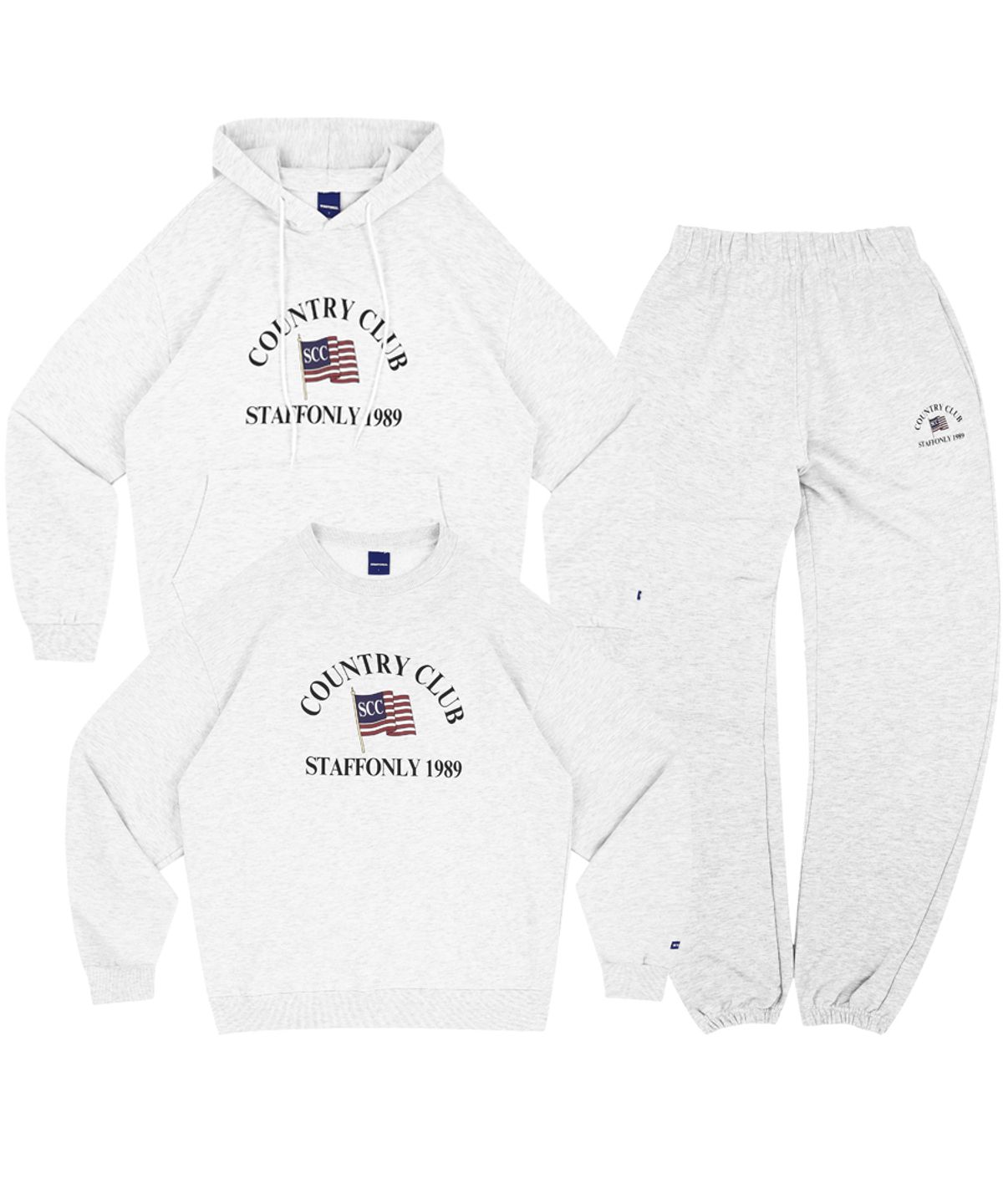 스텝온리(STAFFONLY) [SET] CLUB 1989 SWEATS SET UP (MELANGE WHITE)