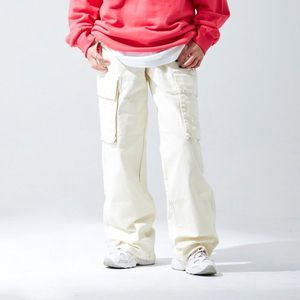 절개 라인 카고 팬츠 (크림화이트)