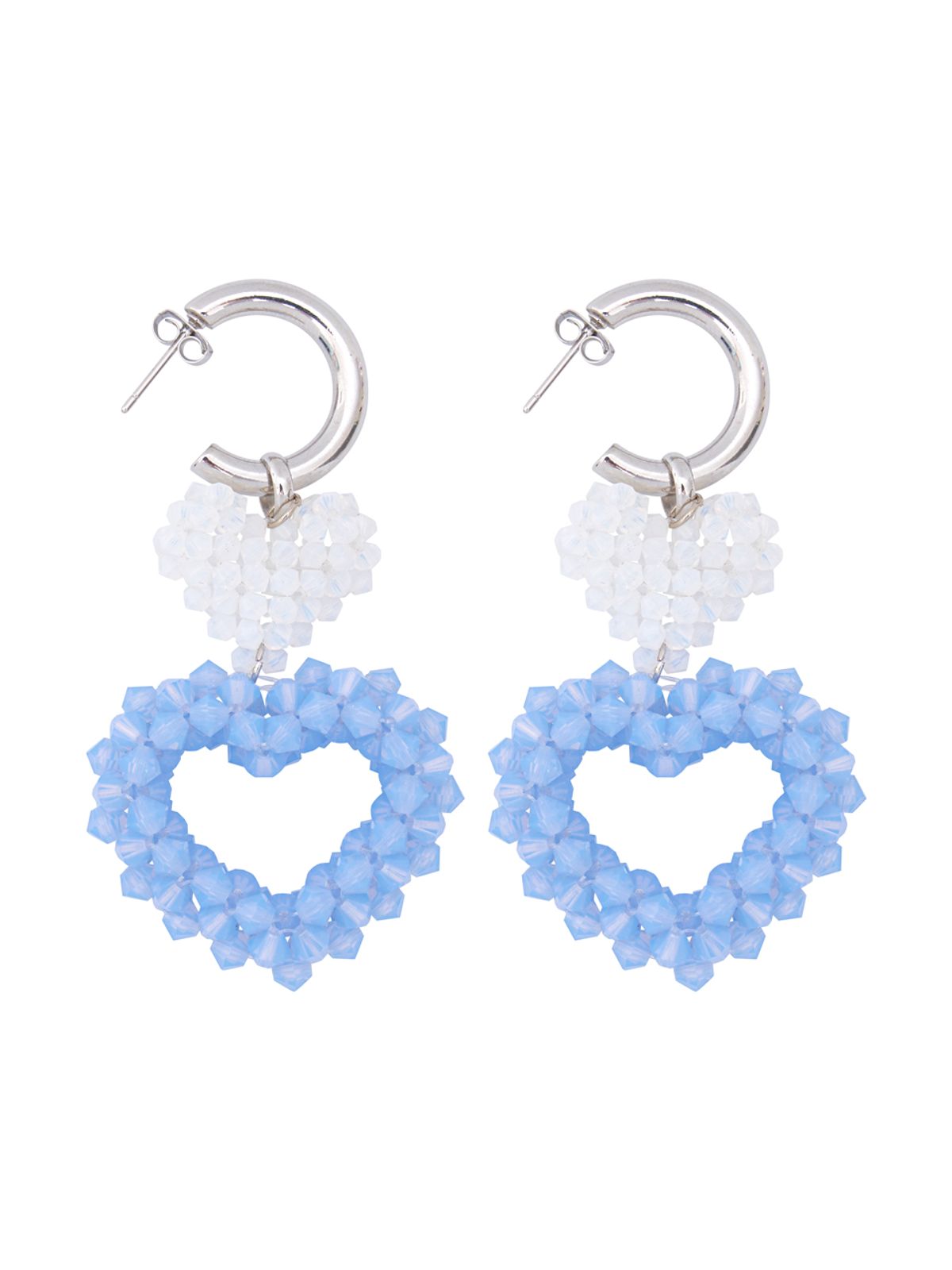 스윙셋(SWINGSET) Double Heart Beads Earrings (Baby Blue)