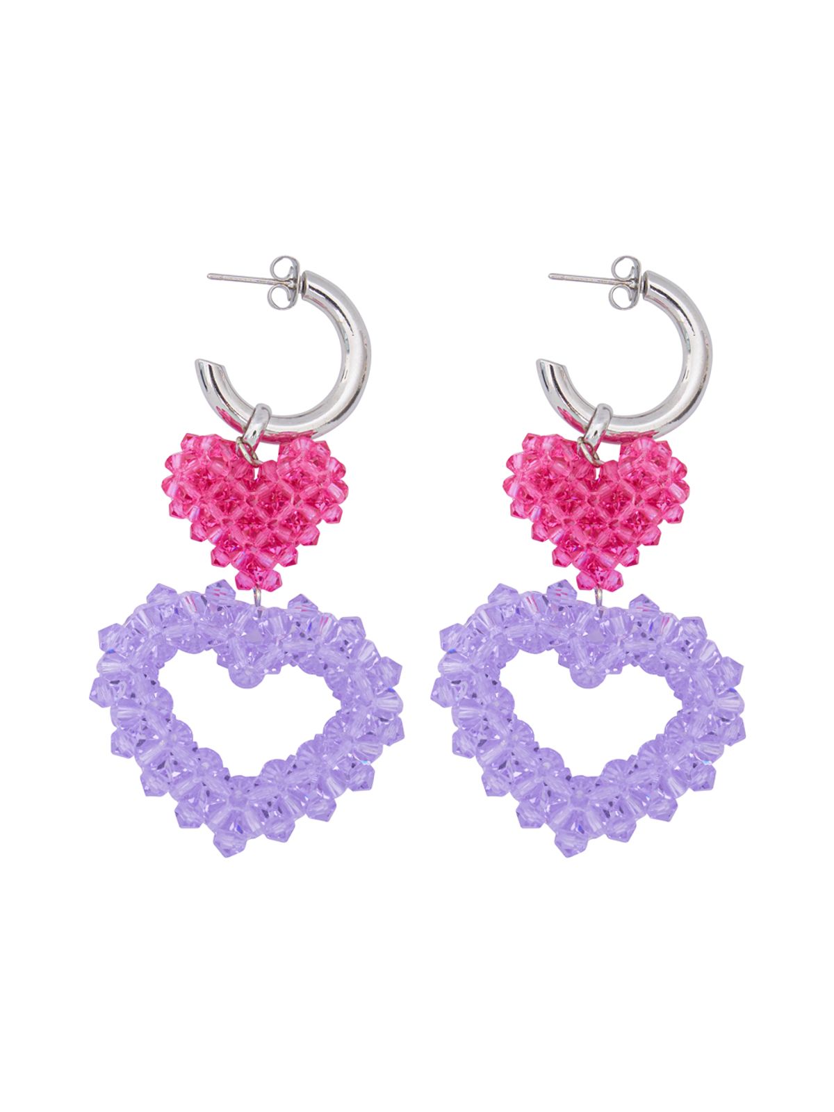 스윙셋(SWINGSET) Double Heart Beads Earrings (Lavender)