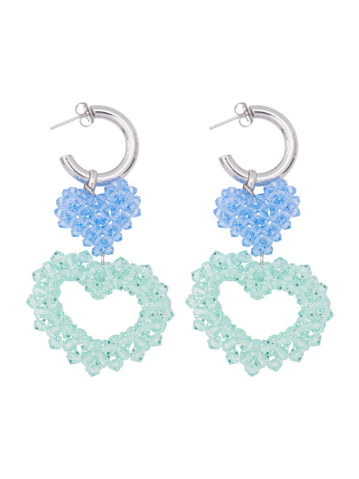 스윙셋(SWINGSET) Double Heart Beads Earrings (Mint)