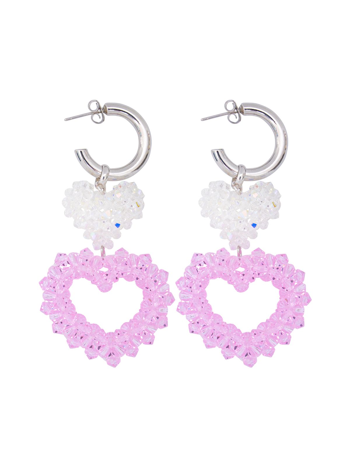 스윙셋(SWINGSET) Double Heart Beads Earrings (Pink)