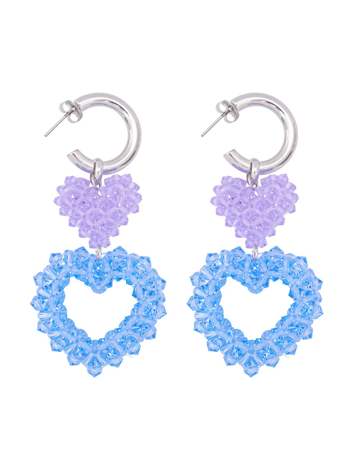 스윙셋(SWINGSET) Double Heart Beads Earrings (Sky Blue)