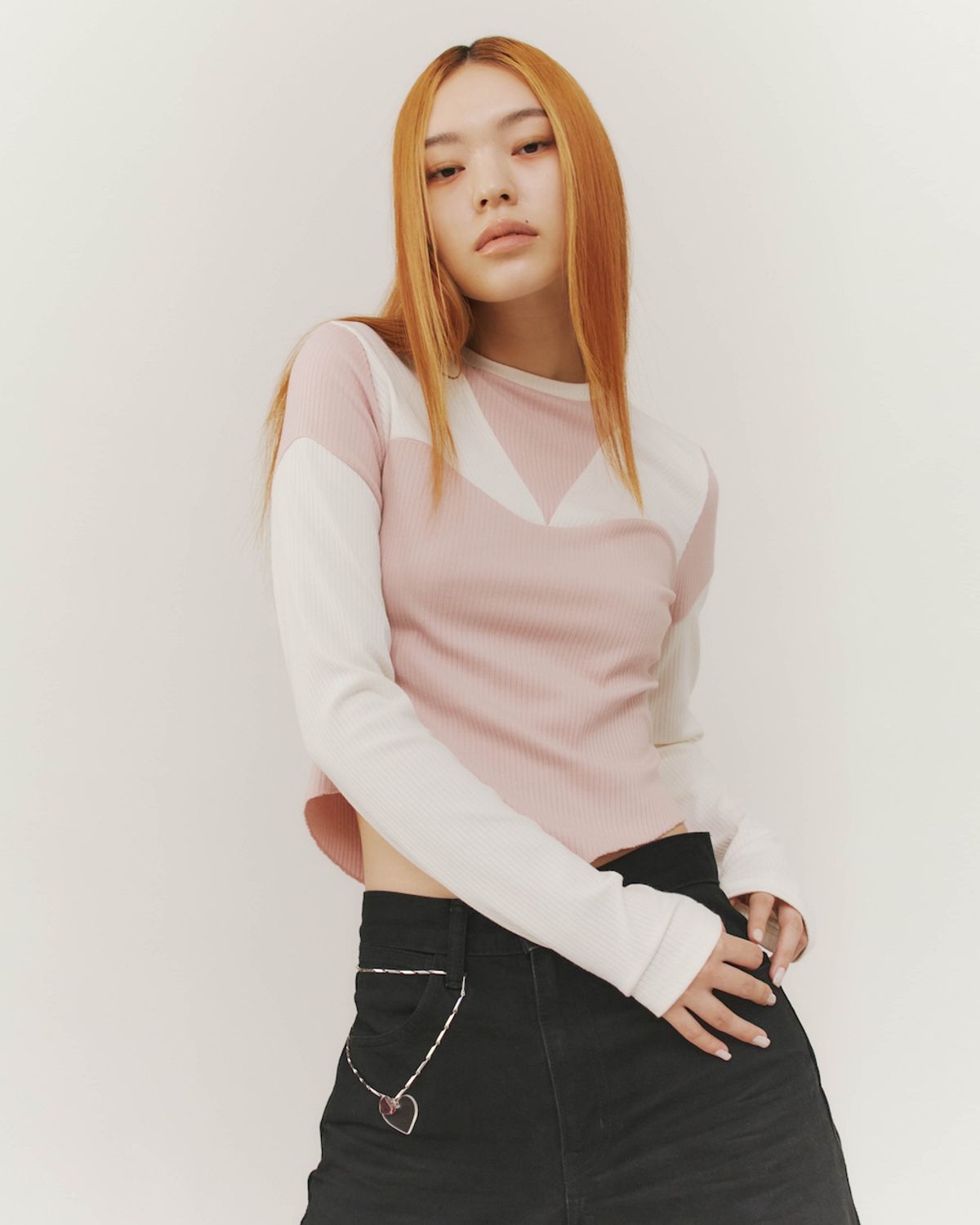 젤로티스(ZELOTIS) [LOVE LINE T-SHIRTS ] 하트 절개 골지 긴팔티셔츠 (PK)