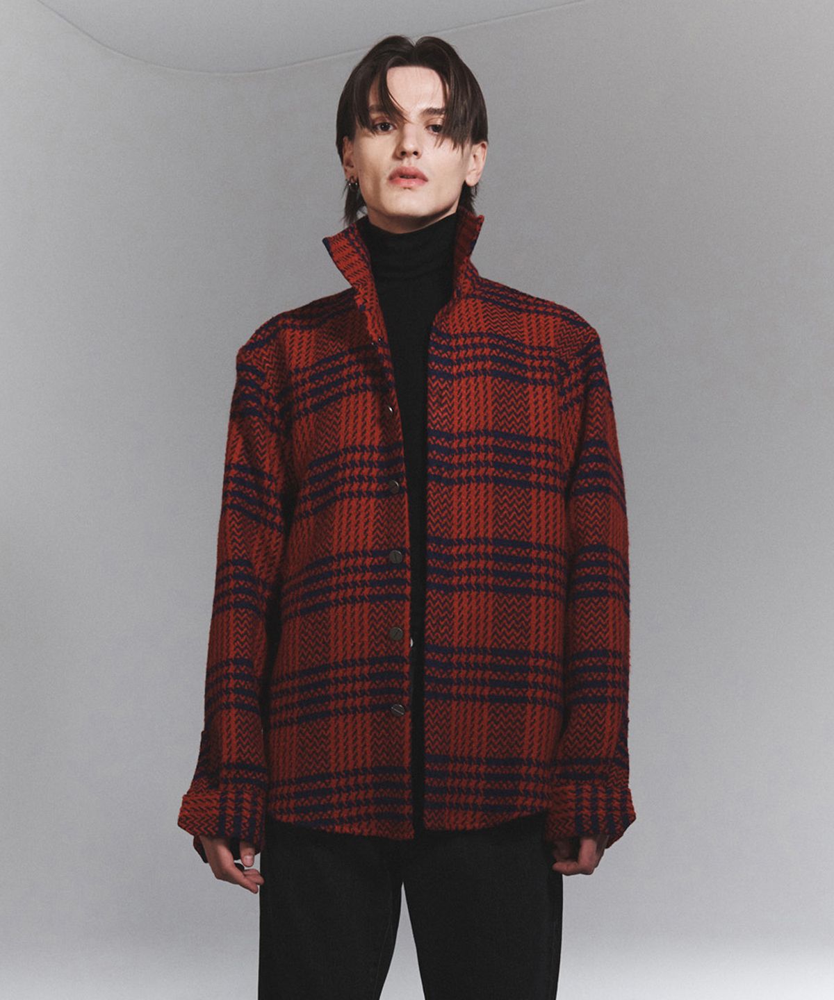 나이트플로우(NIGHT FLOW) Classic Checked Wool Shirt (Red)