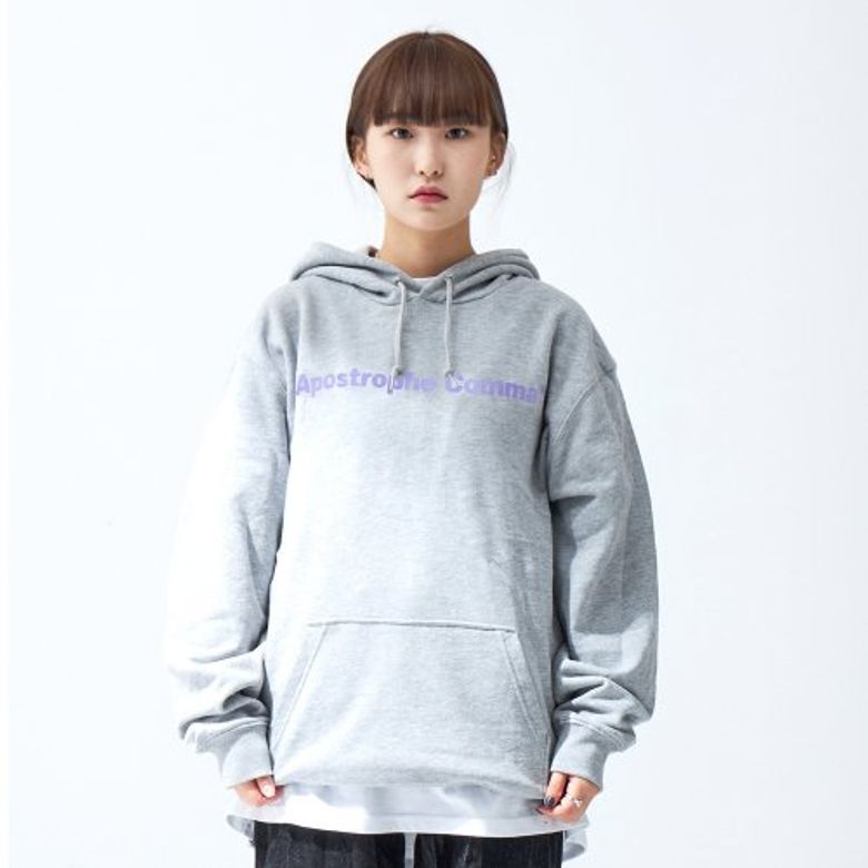 베이직 풀 네임 로고 후디 (그레이/퍼플)