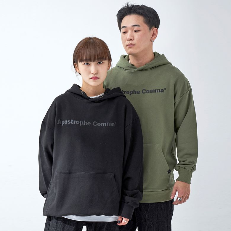 베이직 풀 네임 로고 후디 (블랙/블랙)