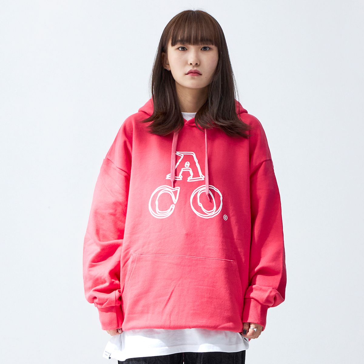 어퍼스트로피 콤마(APOSTROPHE COMMA) ACO 로고 후디 (핫핑크/화이트)