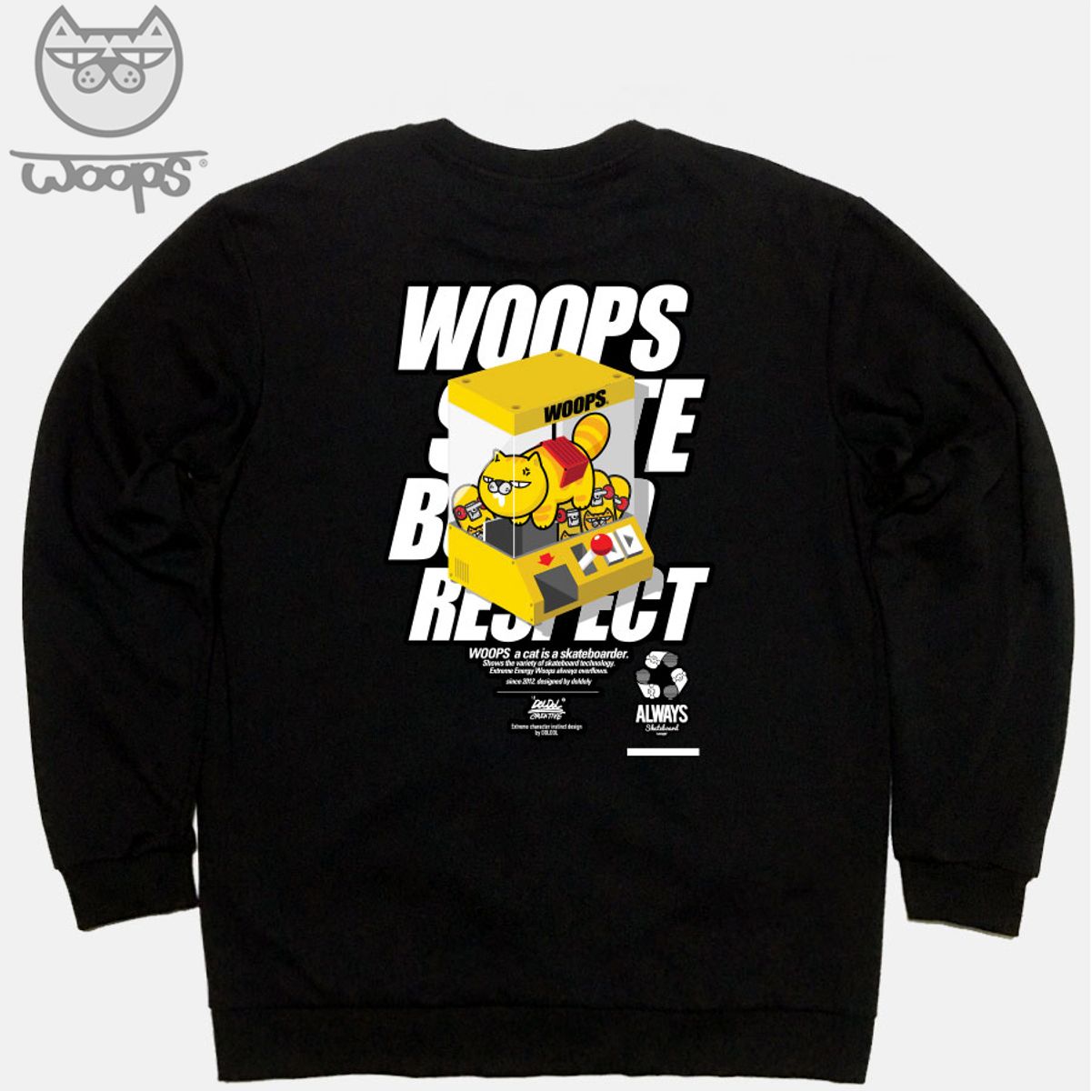 돌돌(DOLDOL) WOOPS-MTM-100 스케이트보드 고양이 웁스 캐릭터 맨투맨 긴팔티