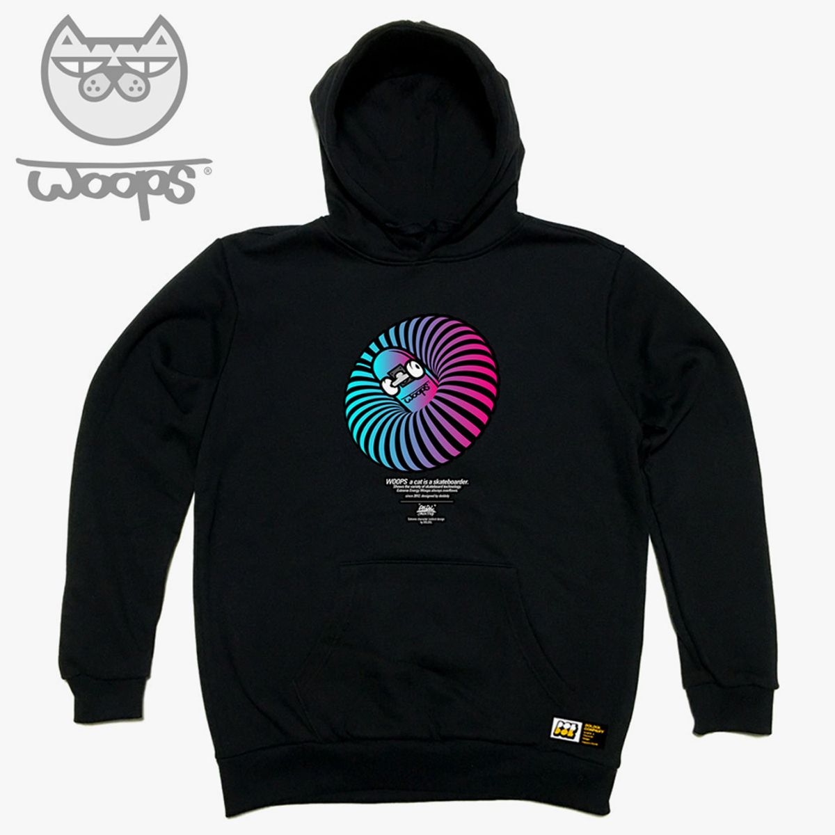 돌돌(DOLDOL) WOOPS_HOODY_86 스케이트보드 고양이 웁스 캐릭터 그래픽 후드티 후디
