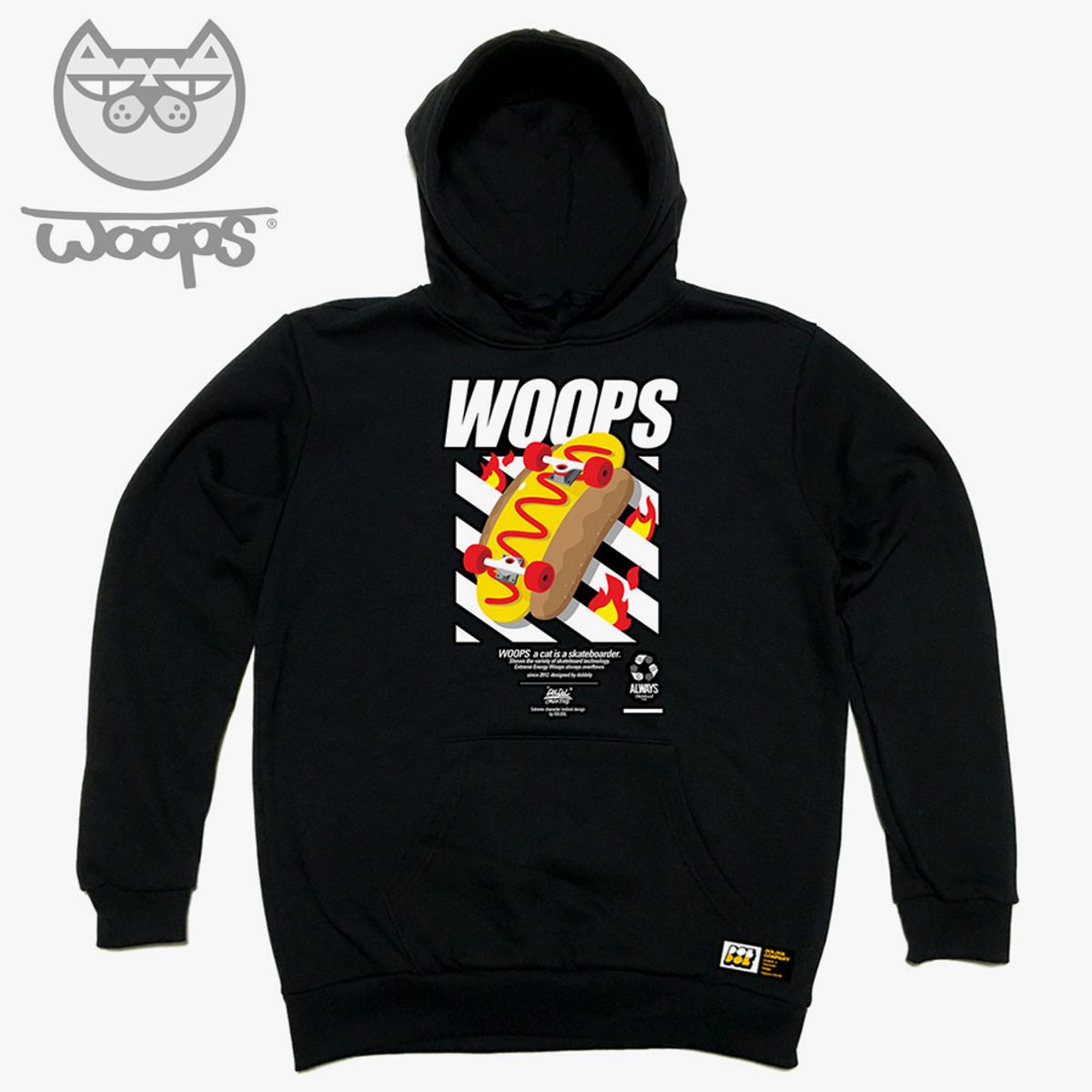 돌돌(DOLDOL) WOOPS_HOODY_84 스케이트보드 고양이 웁스 캐릭터 그래픽 후드티 후디