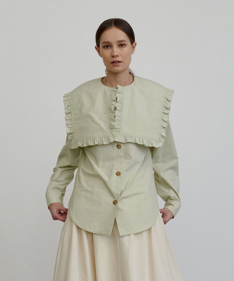RUFFLE SAILOR COLLOR BLOUSE_PALE MINT