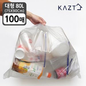분리수거함 쓰레기통 비닐봉투 대형 (7590Cm)80L 100매