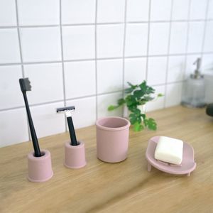 실리콘 칫솔비누홀더양치컵 욕실용품 2인세트