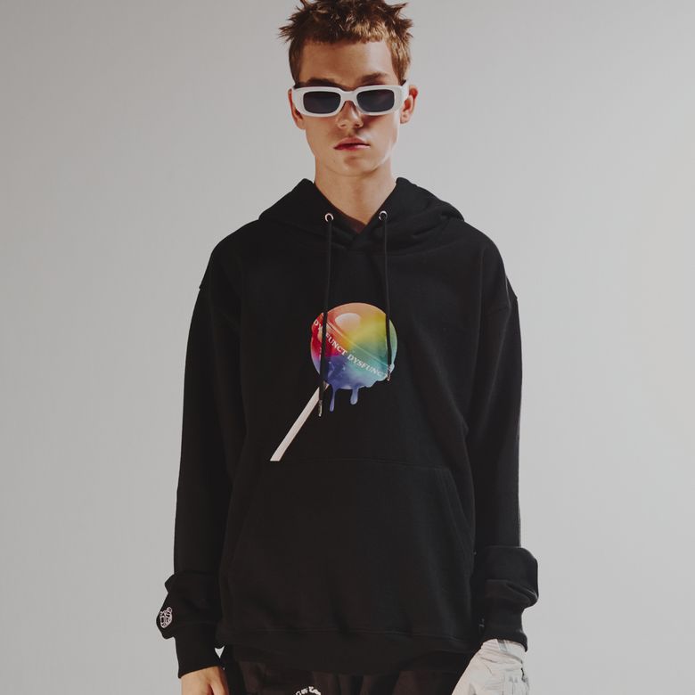 TOO SWEET BUT CUTE HOODIE (BLACK/RAINBOW)