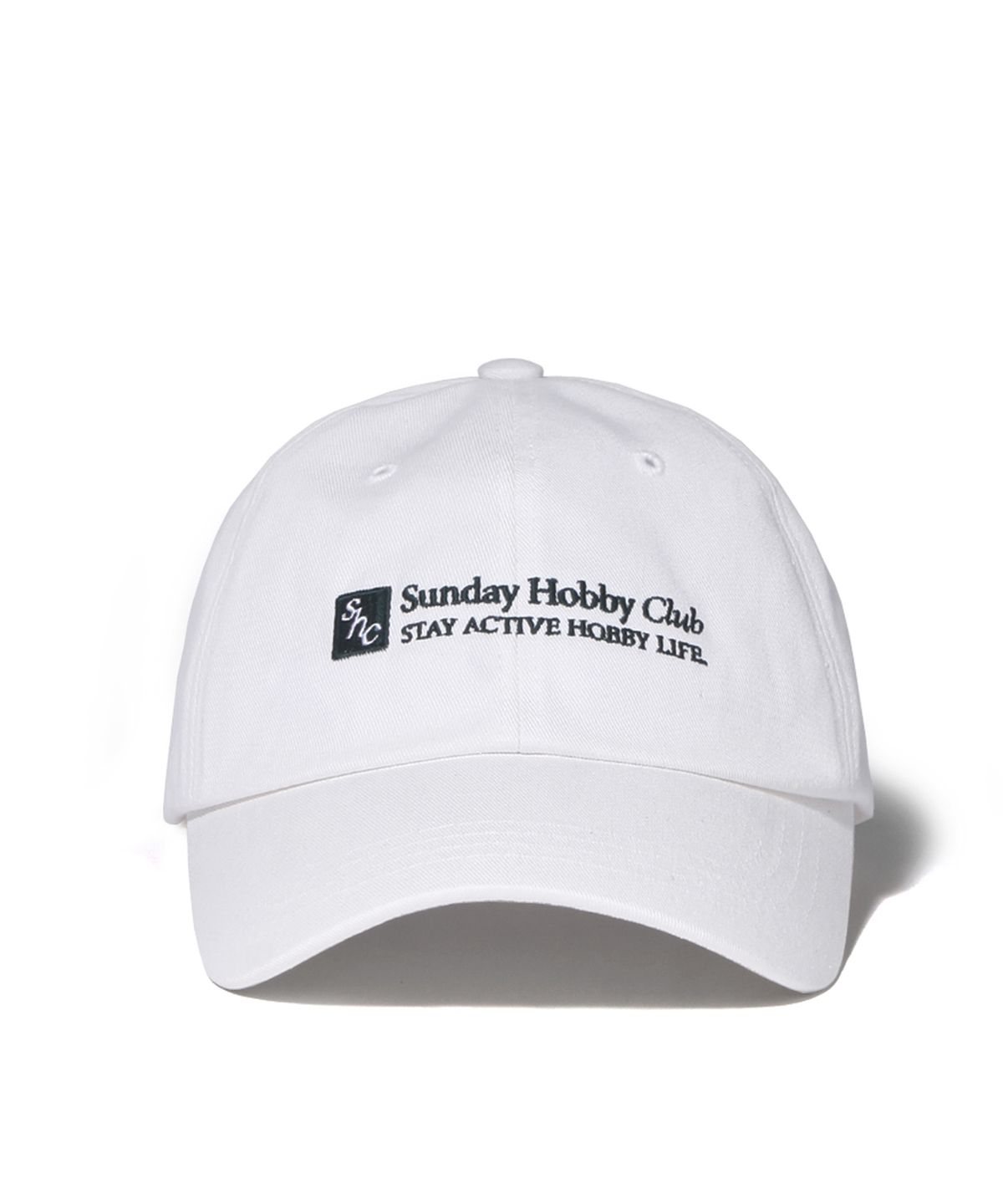 선데이하비클럽(SUNDAY HOBBY CLUB) 스퀘어 로고 커브캡-화이트