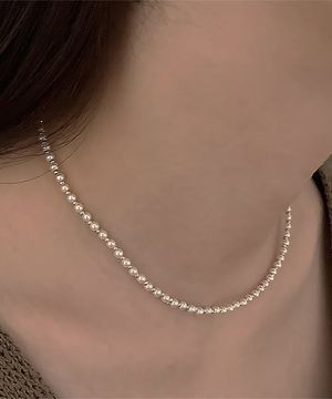 SF009 Basic Pearl Silver Ball Necklace