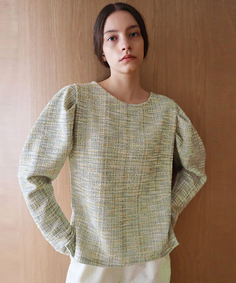 트위드 퍼프 그린 티셔츠_Tweed Puff Green TS