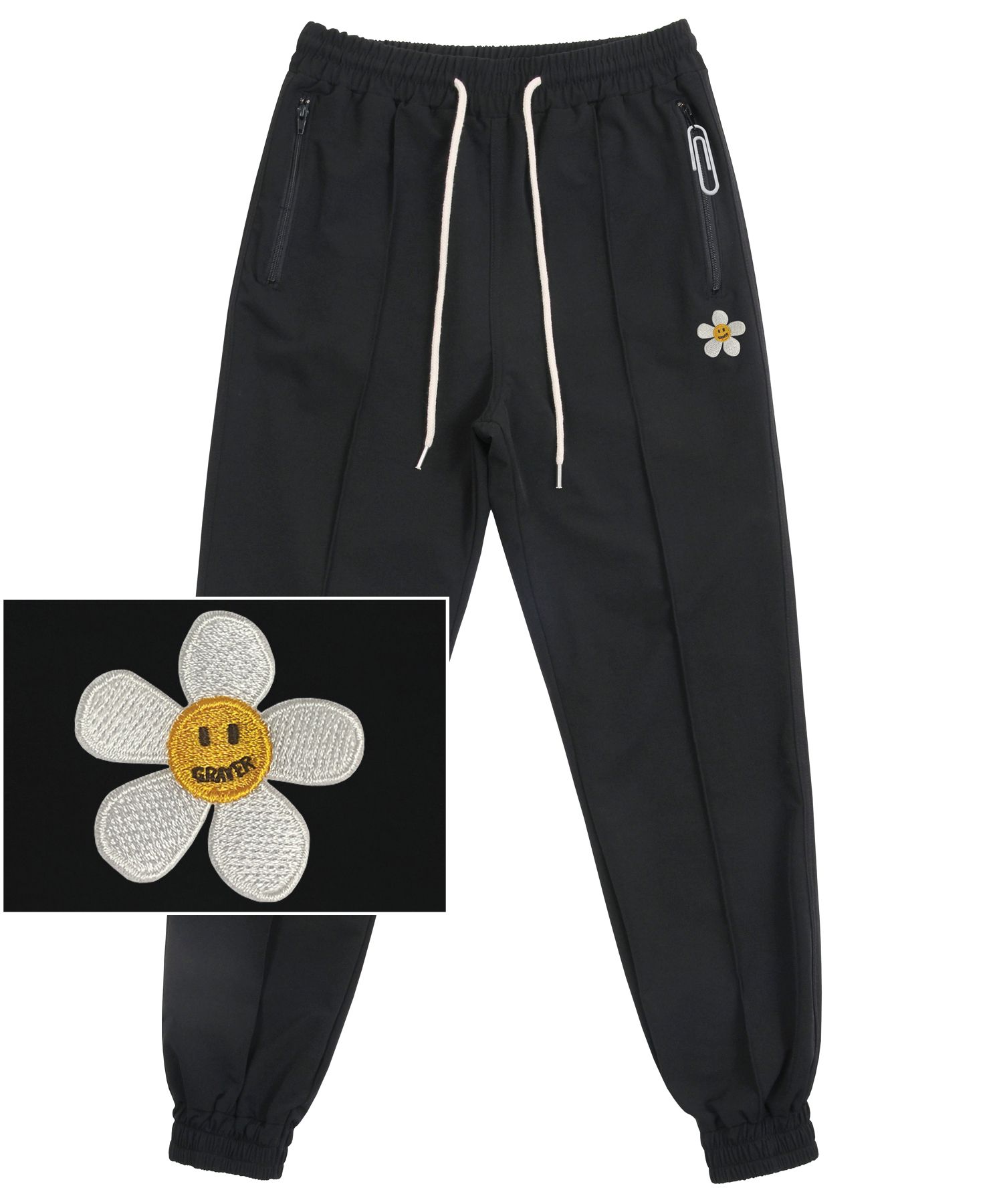 【GRAVER】Zipper Regic Purple Flower White Clip Jogger Pants MUSINSA | GRAVER [UNISEX] ZIPPER WHITE FLOWER WHITE CLIP