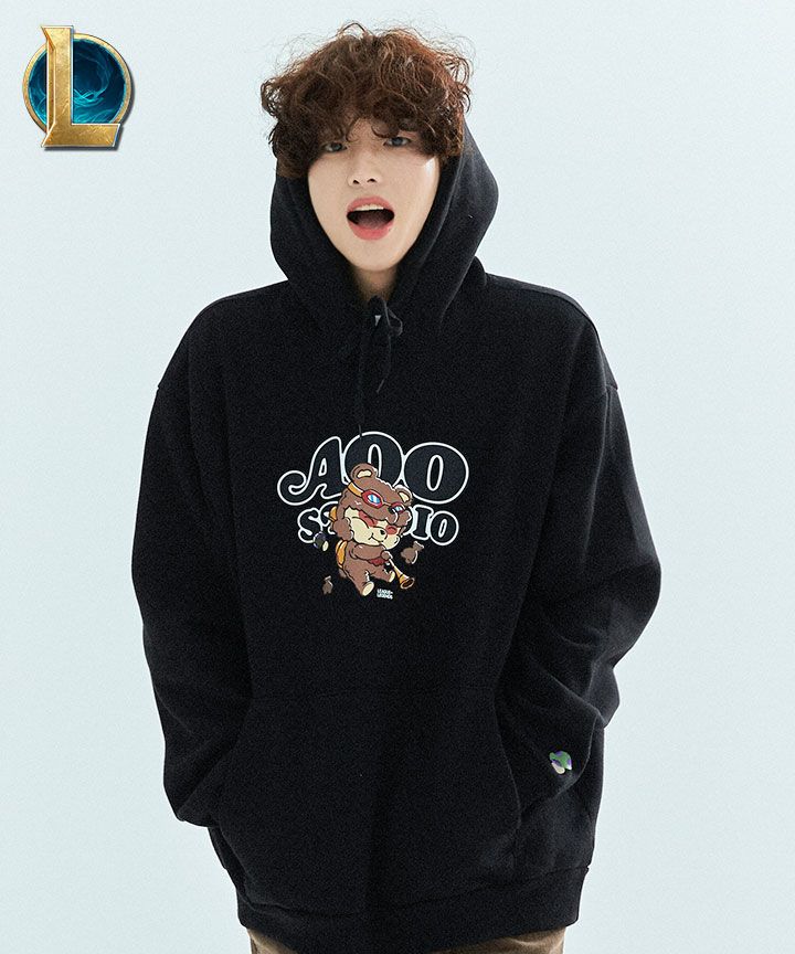 MUSINSA | AQO STUDIO SPACE [Brushed] AQO x LoL BOKSIL HOODIE BLACK 