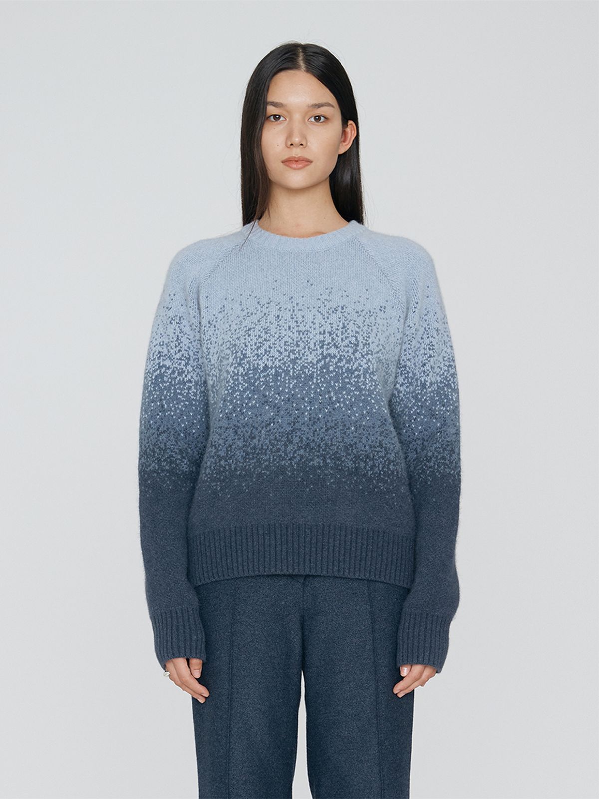 렘플레이스먼트(REMPLACEMENT) GRADATION JACQUARD PULLOVER - INDIGO DENIM