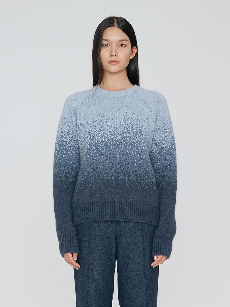 GRADATION JACQUARD PULLOVER - INDIGO DENIM