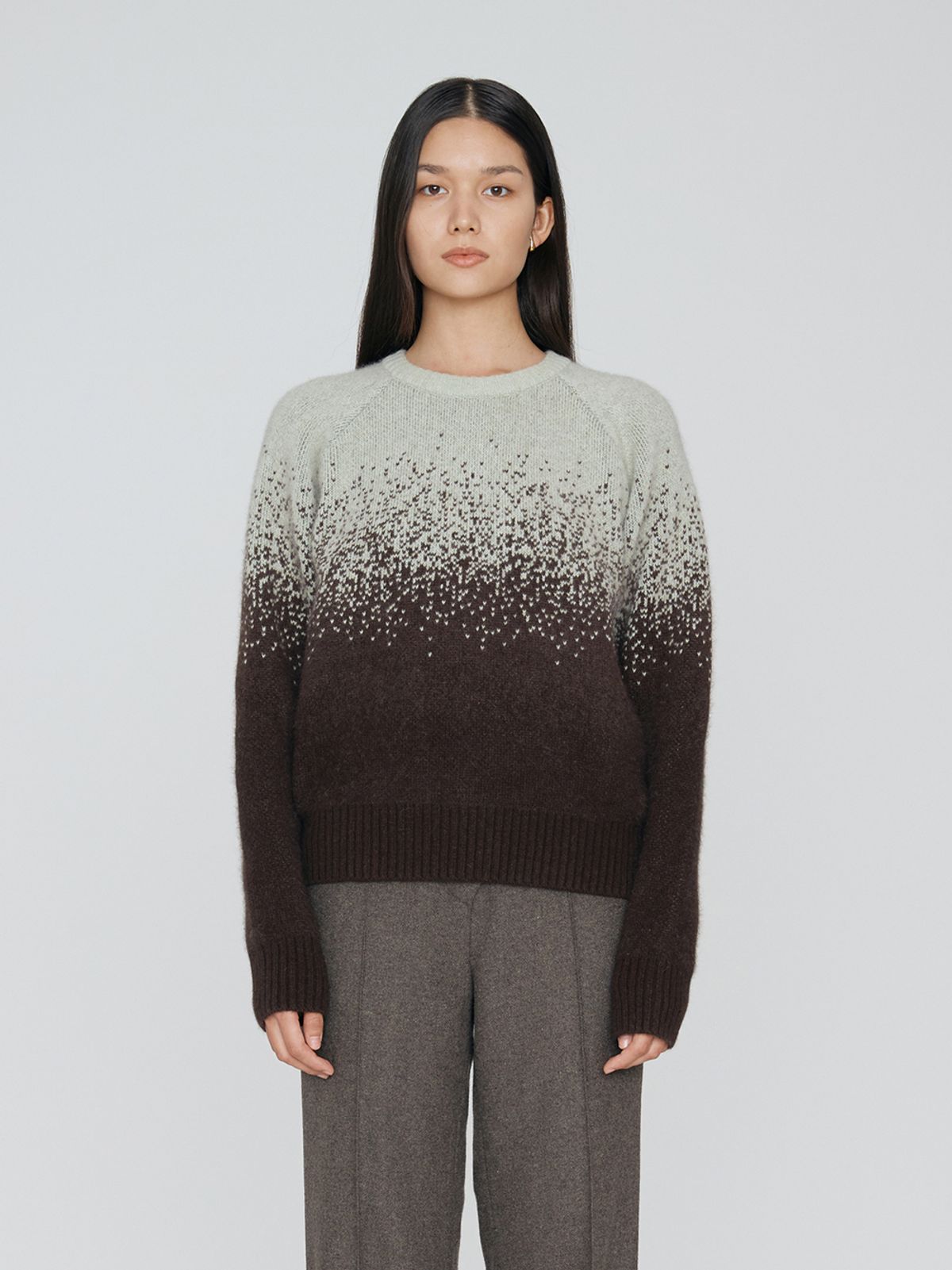 렘플레이스먼트(REMPLACEMENT) GRADATION JACQUARD PULLOVER - MINT BROWN