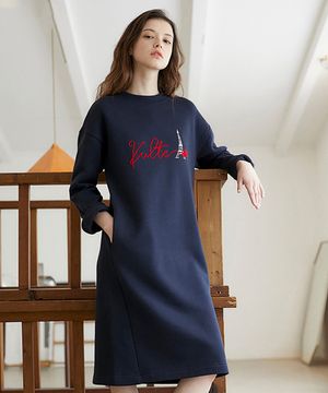 814 루즈핏 프렌치 컴포트 원피스 네이비