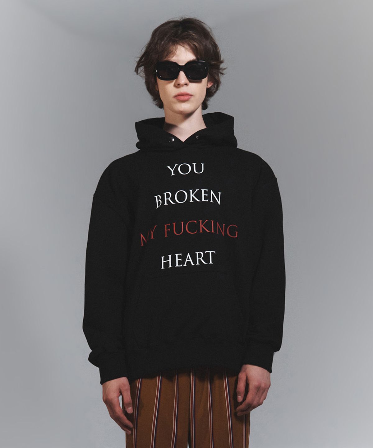 나이트플로우(NIGHT FLOW) You Broken My Fucking Heart Hoodie (BLACK)