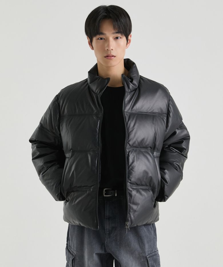 [프리미엄] 램스킨 다운 푸퍼 숏 패딩 재킷 [블랙]