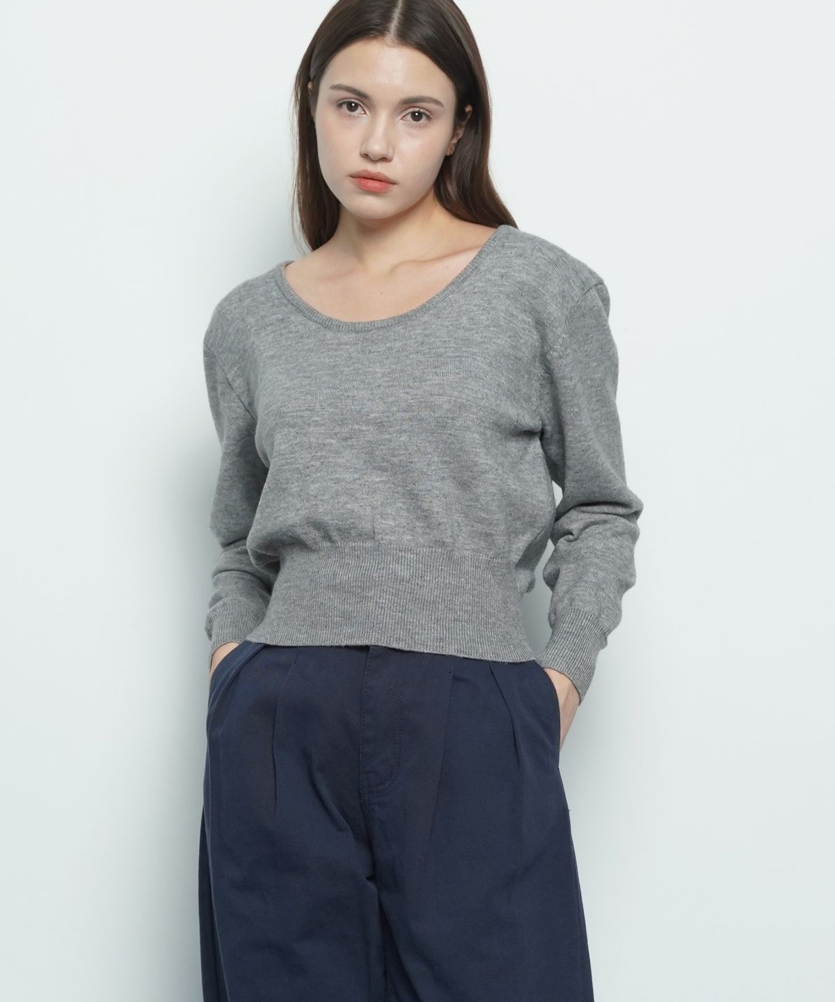 에이본(THE-ABON) W39 slim round knit grey