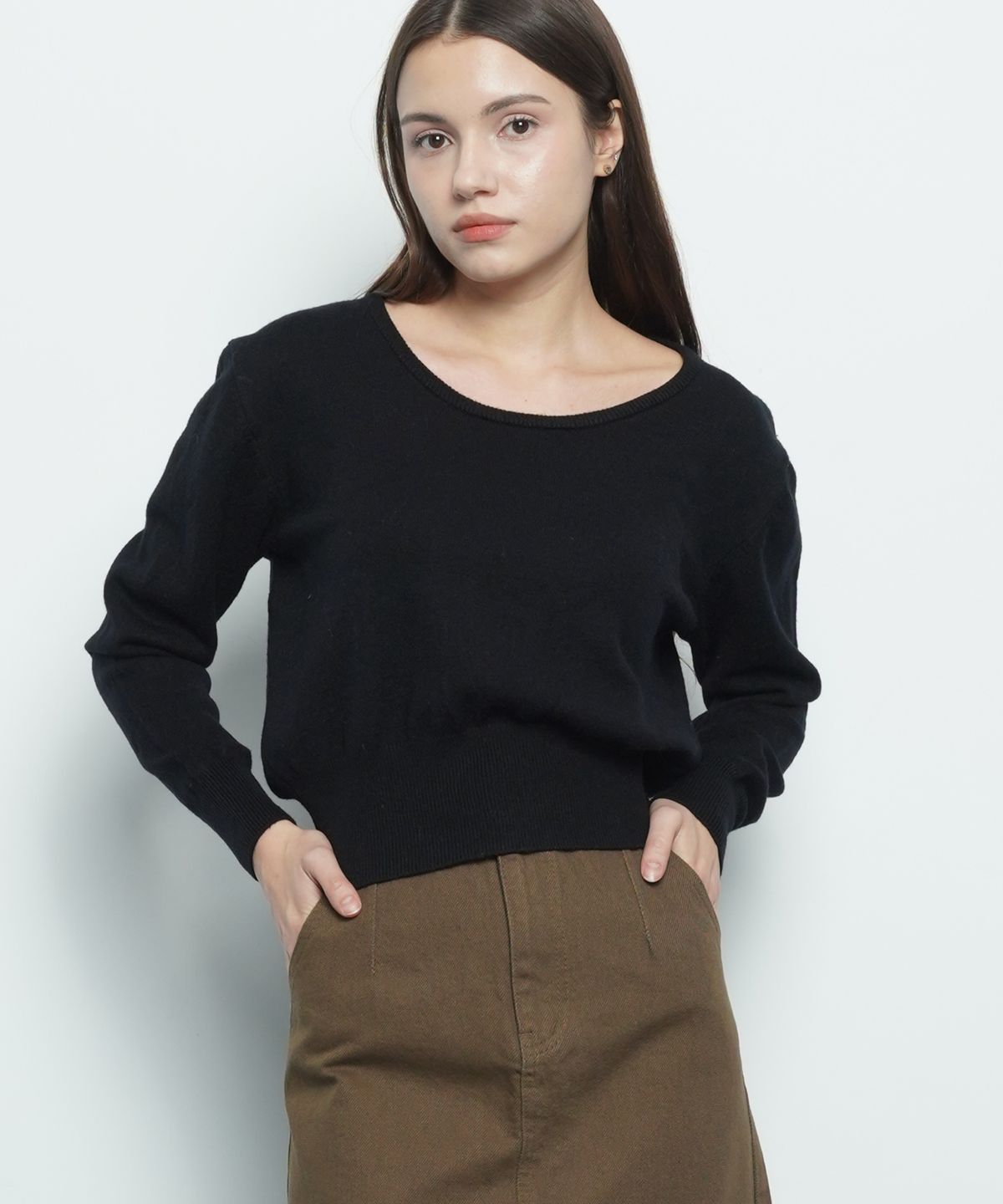 에이본(THE-ABON) W39 slim round knit black