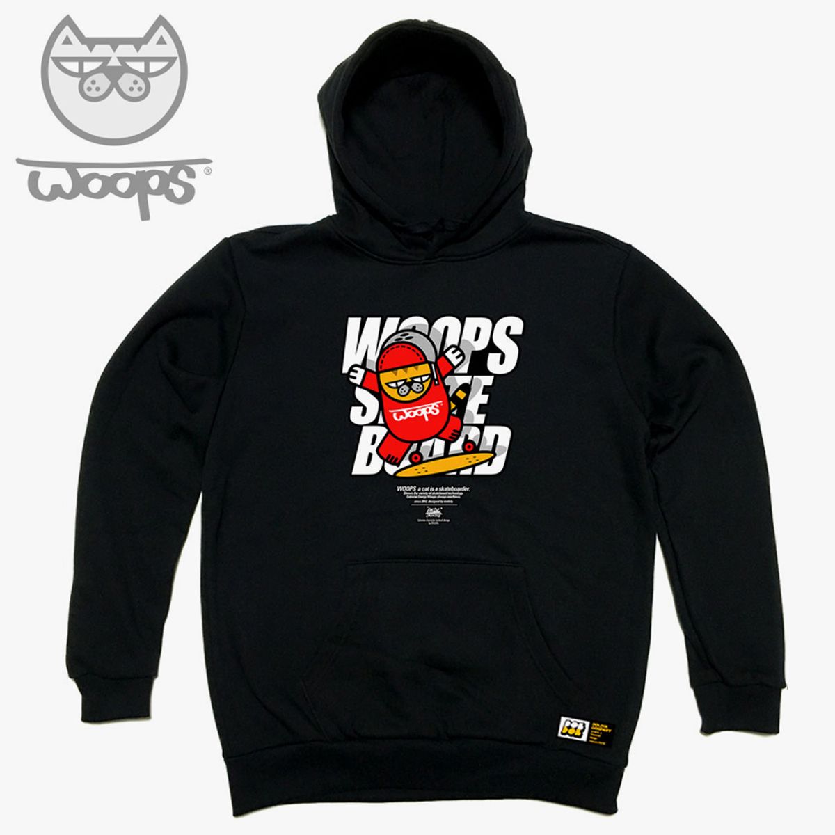 돌돌(DOLDOL) WOOPS_HOODY_74 스케이트보드 고양이 웁스 캐릭터 그래픽 후드티 후디