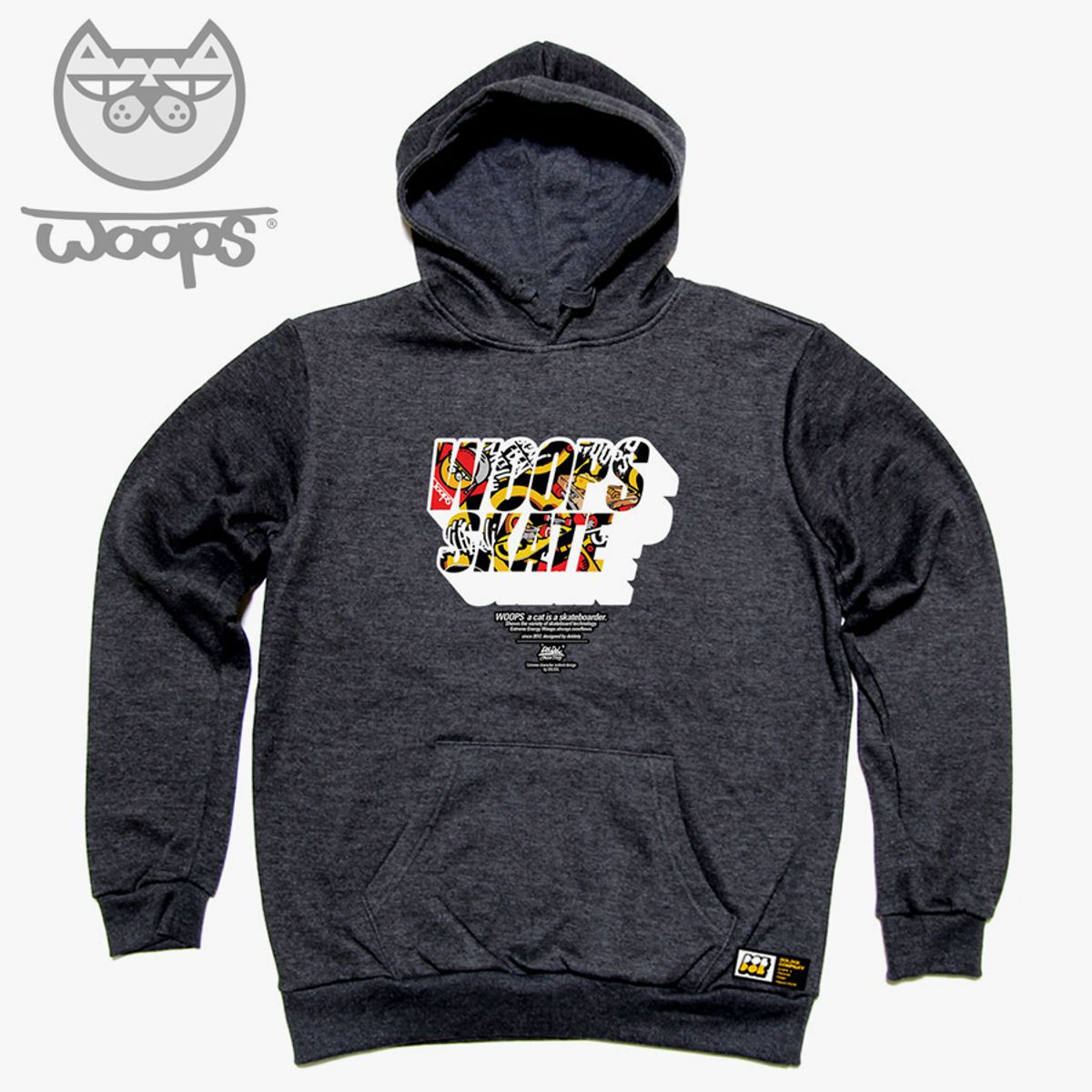 돌돌(DOLDOL) WOOPS_HOODY_72 스케이트보드 고양이 웁스 캐릭터 그래픽 후드티 후디