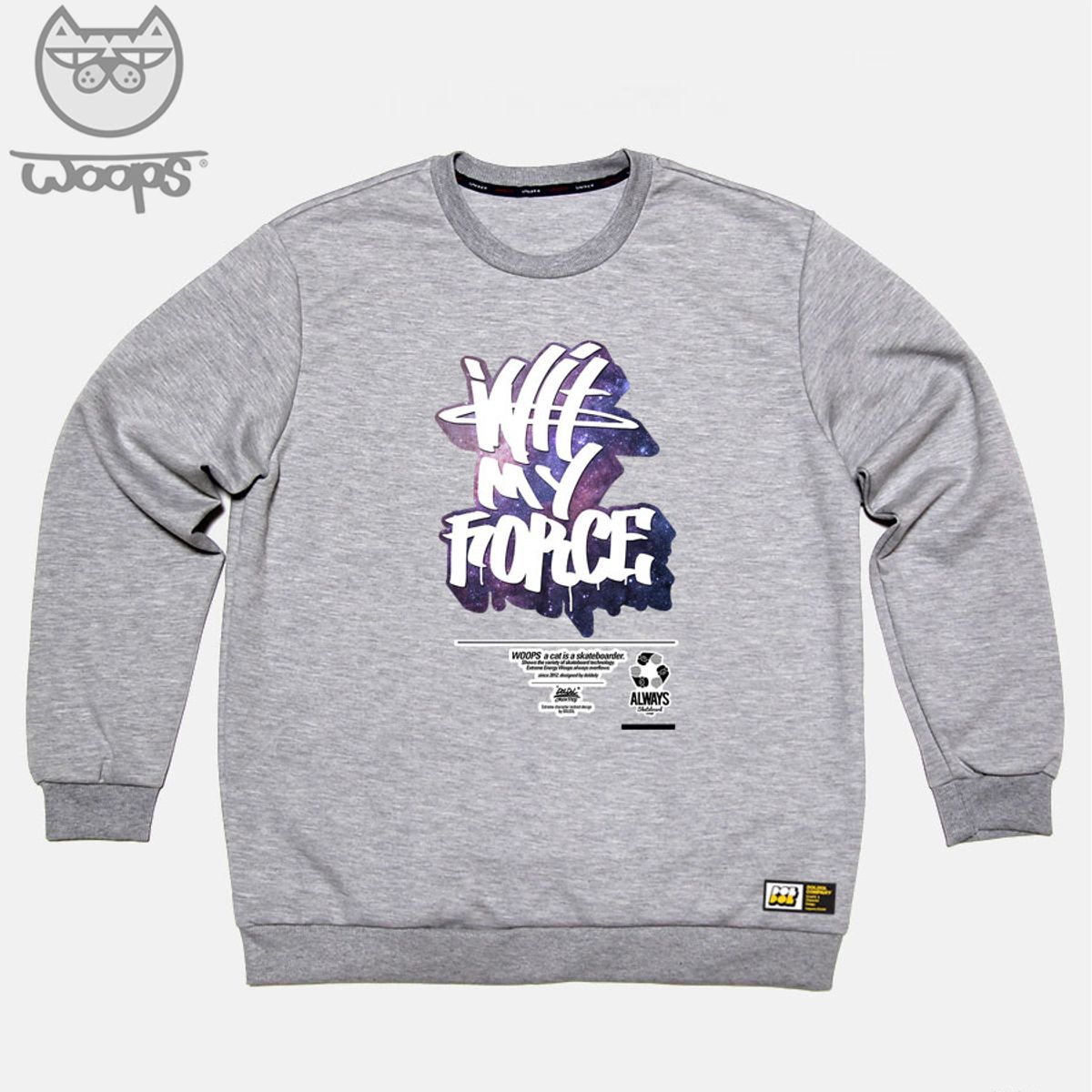 돌돌(DOLDOL) WOOPS-MTM-92 스케이트보드 고양이 웁스 캐릭터 맨투맨 긴팔티