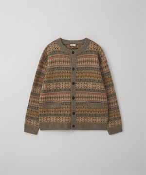 Grandma Fairisle Cardigan (Orange Beige)