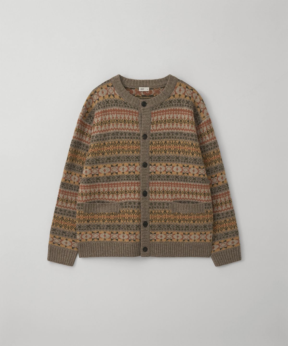 어나더 오피스(ANOTHER OFFICE) Grandma Fairisle Cardigan (Orange Beige)
