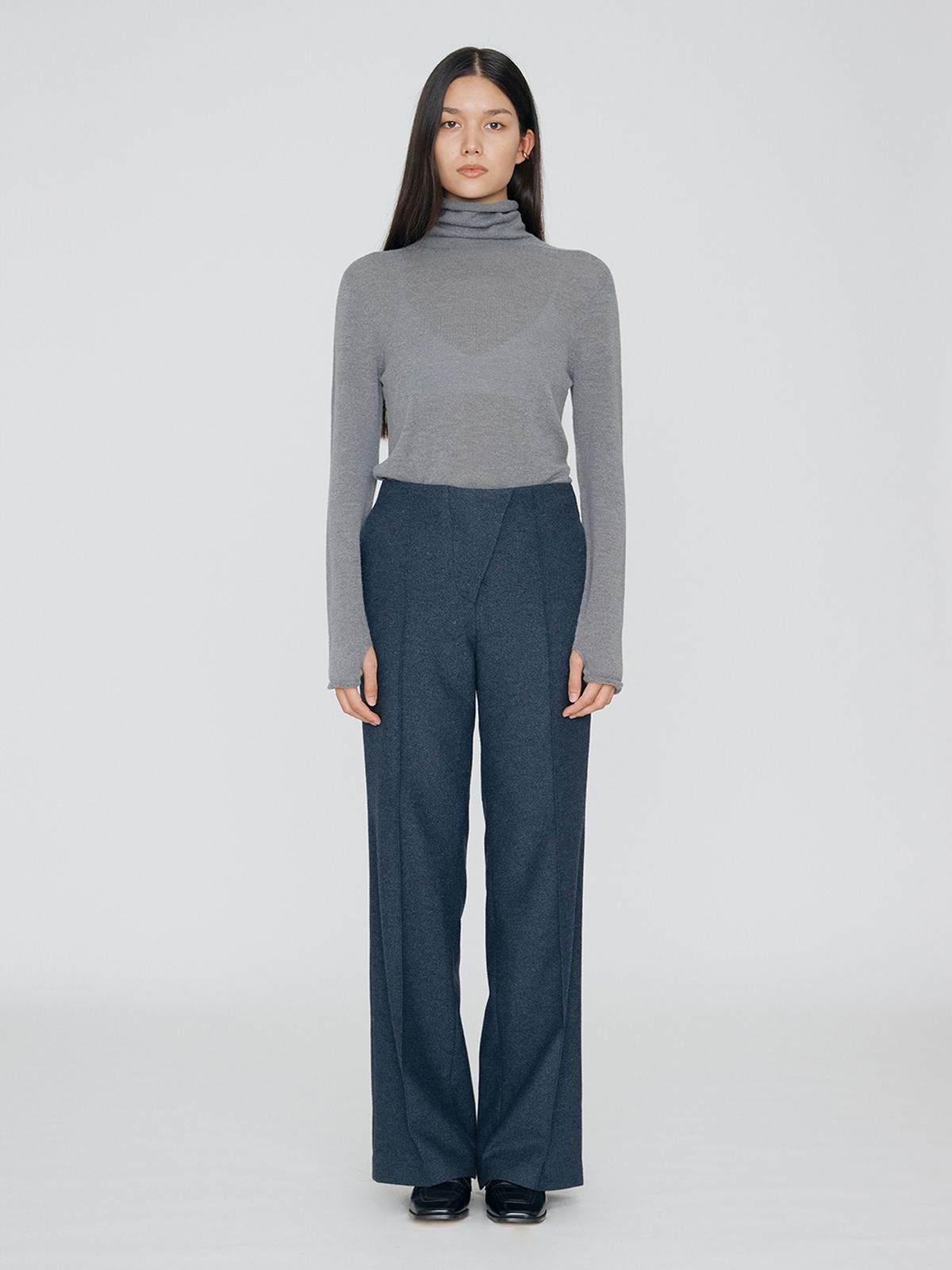 렘플레이스먼트(REMPLACEMENT) OBLIQUE LINE TROUSERS - INDIGO