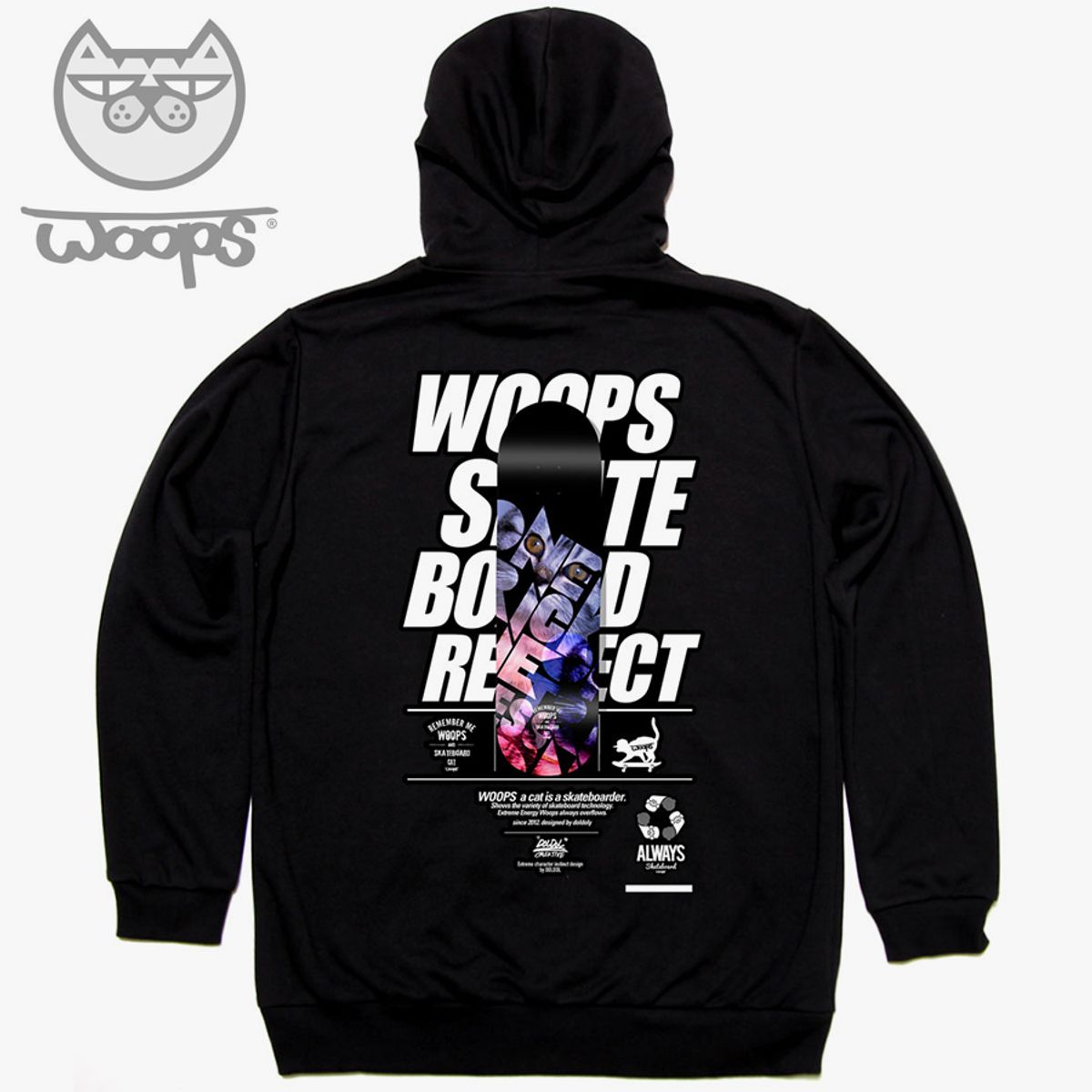 돌돌(DOLDOL) WOOPS_HOODY_67 스케이트보드 고양이 웁스 캐릭터 그래픽 후드티 후디