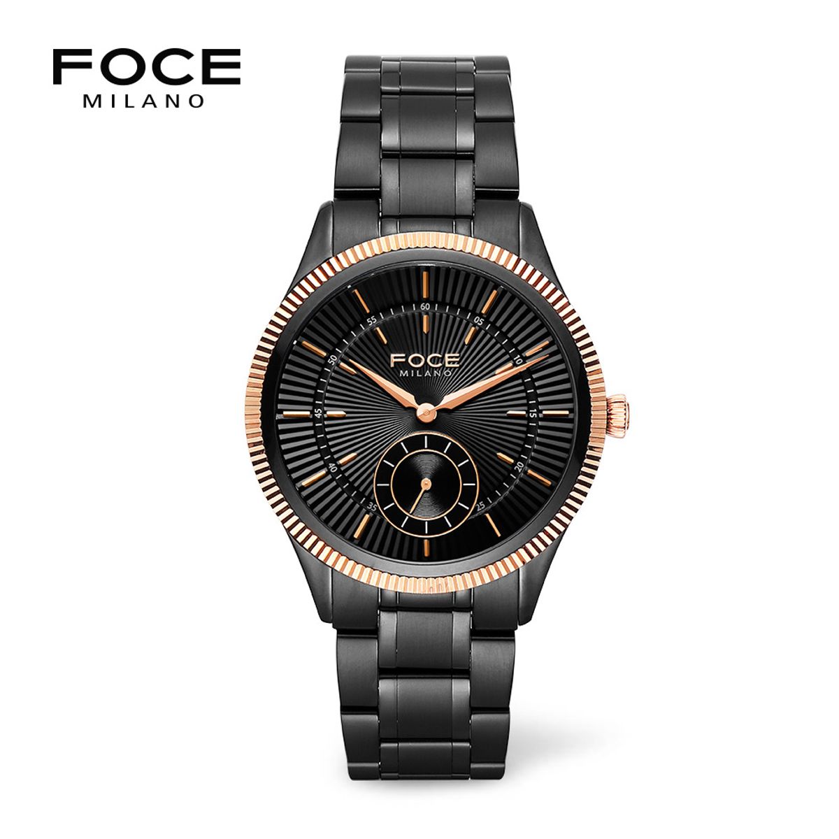 포체(FOCE) 40mm 남성 스몰세컨드 블랙 메탈시계 FM2117GM-BKG
