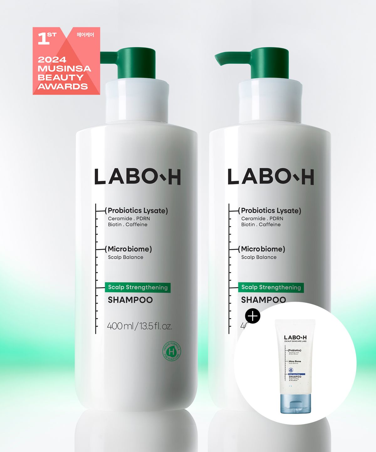 라보에이치(LABO H) 빠지는 모발 고민해결 두피강화 샴푸 400ml 2입 + 증정