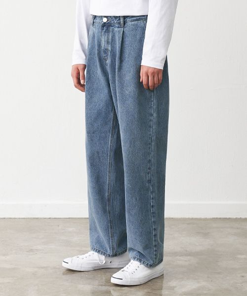 ★MUSINSA STANDARD★ Pin tuck regular fit denim pants washed MUSINSA | MUSINSA STANDARD PINTUCK REGULAR FIT DENIM PANTS